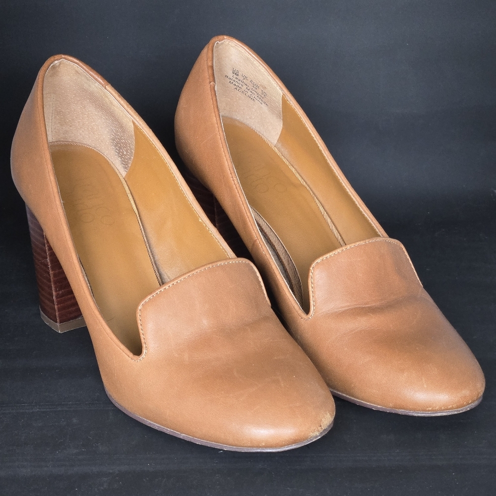 Franco Sarto Adeline Genuine Leather Cognac Heels Sz 9M